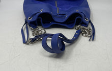 Load image into Gallery viewer, Marc Fisher Womens Blue Leather Suede Chain Strap Bucket &amp; Drawstring Bag
