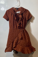 Load image into Gallery viewer, Forever 21 Womens Brown White Short Sleeve Wrap Dress Size Small
