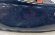 Load image into Gallery viewer, Salad Womens Dark Blue Brown Patent Leather Detachable Strap Satchel Handbag
