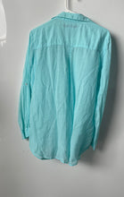 Load image into Gallery viewer, Zara Womens Light Blue Roll Tab Sleeve Collared Tunic Blouse Top Size Large
