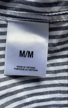 Load image into Gallery viewer, Express Mens Gray White Striped Long Sleeve Button-Up Shirt Size Medium
