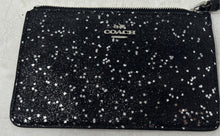 Load image into Gallery viewer, Coach Womens Black Silver Star Glitter Corner Zip Coin Wallet
