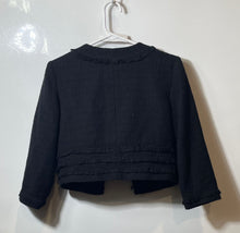 Load image into Gallery viewer, Karl Lagerfeld Womens Black Tweed Long Sleeve Cropped Blazer Jacket Size Small
