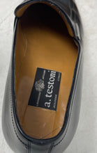 Load image into Gallery viewer, A.Testoni Mens Black Leather Square Toe Slip-On Loafer Shoes Size 10M
