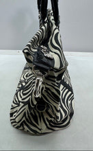 Load image into Gallery viewer, Kathy Ver Zeeland Womens Black White Zebra Double Handle Shoulder Tote Bag
