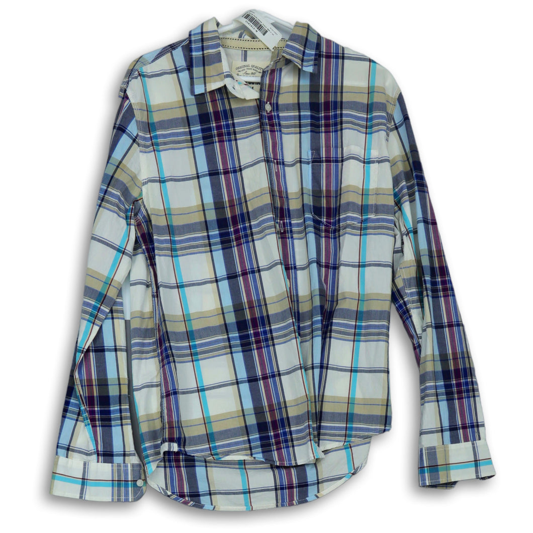 Aeropostale Mens Multicolor Plaid Collared Long Sleeve Button Up Shirt Size M