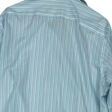 Load image into Gallery viewer, Michael Kors Mens White Blue Striped Collared No Iron Button Up Shirt Size 16.5
