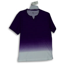 Load image into Gallery viewer, INC International Concepts Womens Purple Blue Striped Short Sleeve T Shirt Sz M
