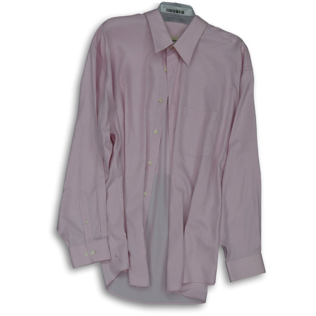 Pronto Uomo Mens Pink Long Sleeve Spread Collar Regular Fit Dress Shirt Sz 17.5