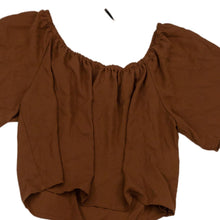 Load image into Gallery viewer, Forever 21 Womens Brown Short Sleeve Round Neck Pullover Cropped Top Size Small
