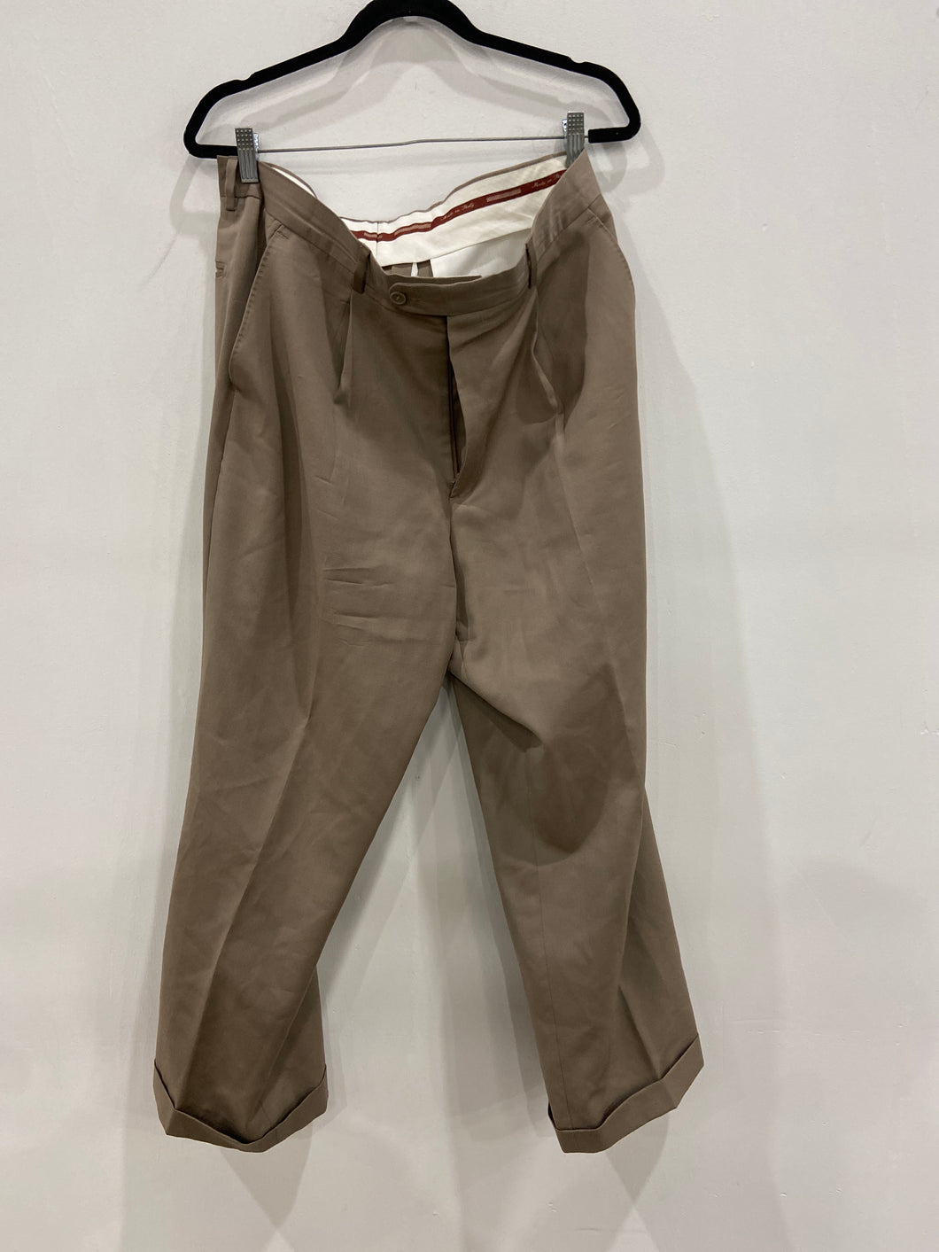 Pronto Uomo Firenze Mens Brown Slash Pockets Pleated Belt Loops Dress Pants 38