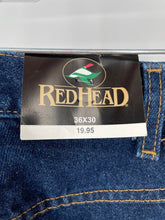 Load image into Gallery viewer, Redhead Mens Blue Denim Dark Wash Pockets Straight Leg Jeans Size 36x30
