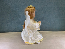 Load image into Gallery viewer, Porcelain Doll With Golden Hair Blue Eyes White Dressed Up Angel
