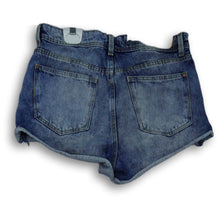 Load image into Gallery viewer, Zara Girls Blue Dark Wash Flat Front Distressed Denim Jean Shorts Size 4
