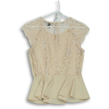 Load image into Gallery viewer, Forever 21 Womens Beige Lace Round Neck Back Keyhole Blouse Top Size Medium
