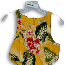 Load image into Gallery viewer, Guess Womens Yellow Floral Round Neck Cut Out Waist Back Zip Mini Dress Size S
