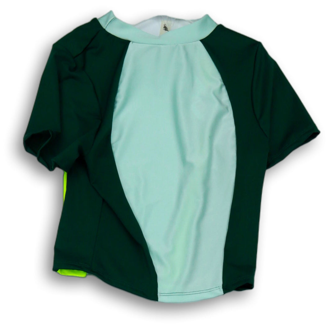 Boys Green Colorblock Crew Neck Short Sleeve Pullover T-Shirt Size Small
