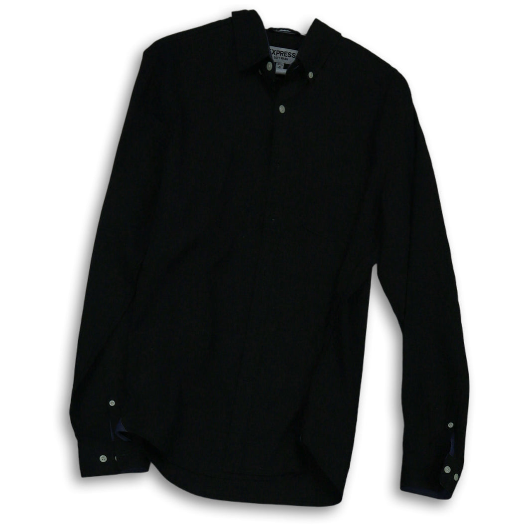 Express Mens Gray Cotton Soft Wash Long Sleeve Button Up Shirt Size Medium