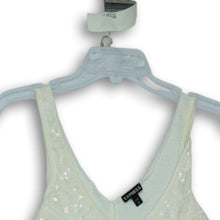 Load image into Gallery viewer, Express Womens White Sleeveless V Neck Round Hem Sequin Blouse Top Size Small
