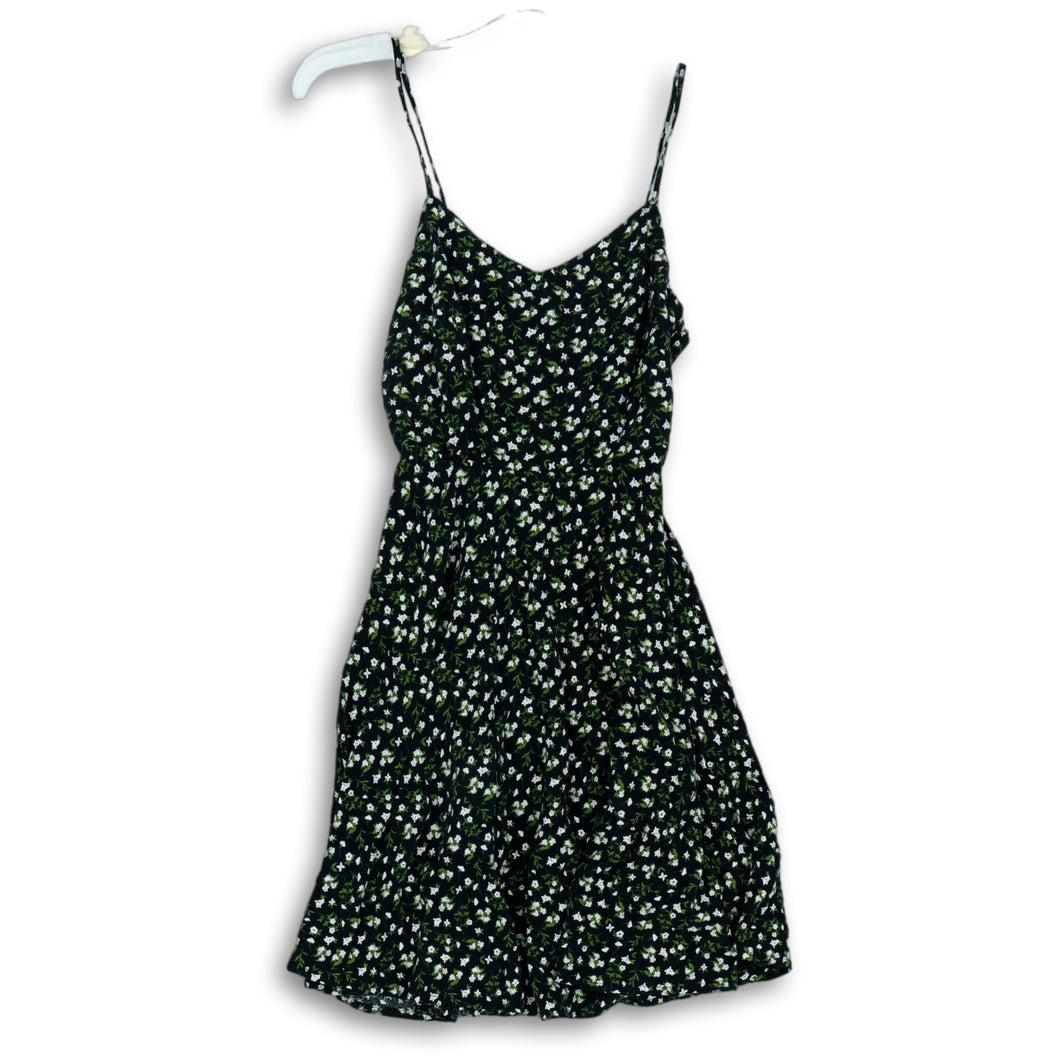 Old Navy Womens Black Floral Strappy Side Zip Short Fit & Flare Dress Size XS